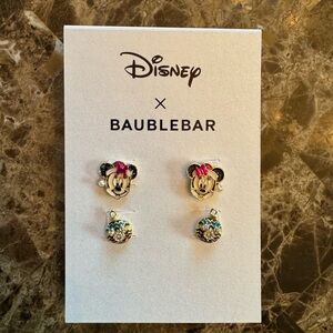 BaubleBar Disney Minnie Mouse Holiday Earrings - Pink and Gold